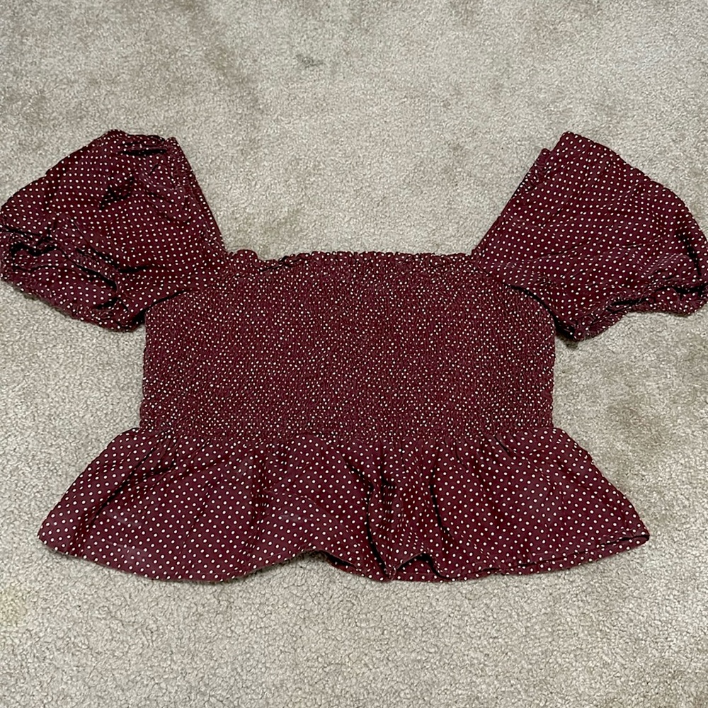 Polka Dot Puff Sleeve Top